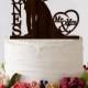 Mr & Mrs Cake Topper Wedding Cake Topper African American Couple Personalized Monogram Cake Topper Wooden Rustic Cake Silhouette Cake Topper