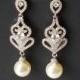 Pearl Chandelier Bridal Earrings, Swarovski Ivory Pearl Dangle Earrings, Pearl Bridal Jewelry, Wedding Pearl Jewelry, Pearl Silver Earrings