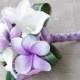Purple Silk Flower Natural Touch Lavender Lilac Plumerias and Orchids Beach Wedding Bride Bouquet
