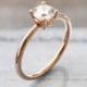 White Sapphire Engagement Ring 4 Prong 1CT Round Solitaire  14k Solid Rose Gold minimalist Ring