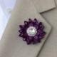 Mens Lapel Flower Pin, Custom Lapel Pin, Purple Boutonniere, Purple Lapel Flower for Men, Mens Lapel Pin, Mens Fashion Accessories, Custom