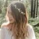 creamy ivory gold flower hair wreath // bridal wedding flower crown headband rustic forest garden spring woodland headpiece / bridesmaids
