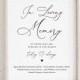 In Loving Memory Sign, INSTANT DOWNLOAD, 100% Editable, Printable Wedding Decor, Simple and Modern Wedding Memorial Sign, DiY #CHM-01