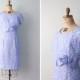 vintage 50s dress - blue floral print dress / organdy dress / vintage blue floral dress - periwinkle & lilac print dress - M/L Mother's Day!