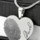 Your Fingerprint Necklace Gold Silver Heart With Handwriting Fingerprint Jewelry Fingerprint Pendant Fingerprint Charm Actual Fingerprint