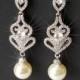 Pearl Chandelier Bridal Earrings, Swarovski Ivory Pearl Dangle Earrings, Pearl Bridal Jewelry, Wedding Pearl Jewelry, Pearl Silver Earrings