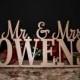 Mr & Mrs Sign - Custom Wedding Name sign - Mr and Mrs Wood Name - Personalized Last Name Sign - Sweetheart table Centerpiece Sign 18x7-8 in.
