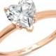 Dainty Engagement Ring, Dainty, Dainty Ring, Dainty Gold Ring, Dainty Heart Ring, 2 ct Heart Solitaire Bridal Anniversary Ring 14k Rose Gold
