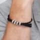 Personalized Sterling Silver Men Braid Black Bracelet with Small Custom Beads
