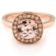 7mm Antique Cushion cut  1.55 ct  Natural  Morganite Solid 14K Rose  Gold Diamond Engagement Ring - Gem911- ON SALE