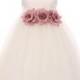 Classic Satin and Tulle Flower Girl Dress with Three Flowers