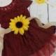 Burgundy Flower Girl Dress Sunflower Flower Girl Dress  Rustic Flower Girl Dress Country Flower Girl Dress