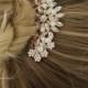 Mariell Vintage Rose Gold Bridal Hair Comb Simulated Pearl Crystal Wedding Hair Accessories
