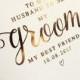 Personalised Wedding Day 'Groom' Card / Husband To Be Card - *27 Colour Choices*