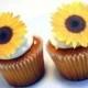Edible Flower Cake Decorations, Yellow Edible Sunflowers, Set of 12 Cupcake Toppers, Yellow Edible Cake Decorations, DIY Wedding Cake