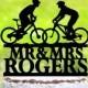 Wedding Bicycle Cake Topper,Wedding Cake Topper,Bride and Groom Silhouettes on Bike,Bicycle Silhouette Topper,Mountain Bike Couple (2058)