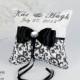 DAMASK black and white wedding  ring bearer pillow / names, wedding date
