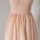 One-Shoulder Light Peach Chiffon Short Bridesmaid Dress