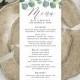 Eucalyptus menu template pdf Greenery wedding menu Eucalyptus wedding menu Bohemian shower menu Menu download Greenery table decor #vm171