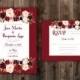 Marsala Flowers, Floral, Country Wedding Invitations Set Printed, Rustic Floral Wedding Invitation, Southern, Autumn, Burgundy