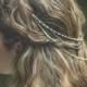 Bridal Gold Hair Chain, Pearl Hair Swag, Pearl Hair Wreath, Bridal Headpiece, Bohemian Bridal Hair Accessory, Wedding Headpiece
