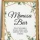 Mimosa Bar Sign, Printable Mimosa Bar Sign, Bridal Shower Sign, Instant Download Bridal Shower, Bridal Shower Sign Greenery, Greenery Mimosa