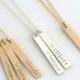 Mother's Day Gift, Skinny Vertical Bar Necklace, New Mom Necklace,Name Bar Necklace,Kids Names Necklace, Gifts for Mom,LEILAJewelryShop,N209
