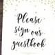 Please Sign Our Guestbook Printable, Wedding Guest Book Sign, Gold Confetti, Cursive Font, Instant Download, Wedding Decor DIY, PDF, JPG