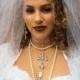 White Lace Choker w Crystal Cross Pendant~ Madonna Like a Virgin Costume Accessories~ 80s Jewelry~ 80's Wedding Jewelry~ Bridal Choker