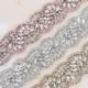 Sparkly Crystals Rhinestones Applique Bridal Sashes Belts,1 Yard Wedding Party Dresses Flower Trim Appliques Iron On Sew On
