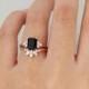 2PCS Emerald cut Black Onyx engagement ring set Solid 14K rose gold vintage for women art deco Moissanite wedding gifts for her anniversary