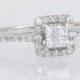 Designer Estate 14K White Gold .50ct Invisible Set Genuine Diamond Engagement Ring 2.9g