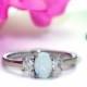 Opal 3 Stone Ring Sterling Silver Diamond CZ Accents, 3 Stone Engagement Ring Silver Opal, Opal Engagement Ring, Multistone Opal Ring,