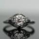 Antique Art Deco GIA .93ct European Cut Diamond Engagement Ring with Sapphire Side Stones  VEG#249