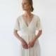 Wrap lace bohemian wedding dress, Ivory butterfly sleeves 1247