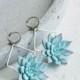 Blue pink Succulent dangle earrings DE004