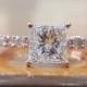 2.50 Carat Diamond Engagement Ring, Princess Cut Diamond Ring, Rose Gold Engagement Ring, Princess Cut Promise Ring