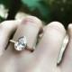 Rose Gold Moissanite Pear Engagement Ring 14K Rose Gold Diamond Alternative Forever One Bezel Set Solitaire Wedding Ring
