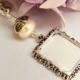 Wedding bouquet photo charm with freshwater pearl.