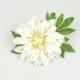 Headpiece Fascinator Hair Clip White and Pink Dahlia Silk Flower with Green Leaves Flower Crown Spring Summer Floral Headwear Wedding Bridal