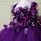 Flower Girl Dress, Tutu Dress, Photo Prop, in Purple and Grey, Flower Top, Tutu Dress, Birthday Wedding Party Holiday Bridesmaid Flower Girl