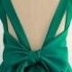 Emerald Green dress green Bridesmaid dress Wedding Prom dress Cocktail Party dress Evening dress Backless bow dress