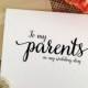 To my parents on my wedding day parents wedding gift Parents of the bride gift wedding gift to Parent Gift for Wedding Card for Parent WA39P