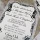 Gothic Victorian Wedding Invitation Set. Antique scrolls wedding invitations. Elegant goth wedding invitations.