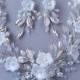 Bridal set silver hair vine & earrings, Wedding Flower hair piece, Bohemian wedding Accessories Pearl hair vine
