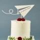 Cake Topper Wedding - Paper Airplane Travel Adventure Cake Topper - Wooden Baby Shower Cake Topper - Engagement party Our Adventure Begins