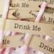 16 Paper Straws with Kraft 'Drink Me' Flags - Wedding, Engagement, Party