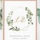 Greenery Table Number Card, Wedding Table Number, INSTANT DOWNLOAD, 100% Editable Template, Gold Frame, Wreath, Wedding Decor  #056-129TC