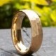 Hammered Gold Tungsten Ring Men Women Wedding Band 6MM Yellow Classic Elegant Brushed Design Size 5 to 14 His Her Anniversary Promise Gift