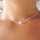 Sterling Silver Choker - Cubic Zirconia - Choker Necklace - Crystal Choker - Dainty Necklace - Silver Choker - Chain Choker - Gift for Her